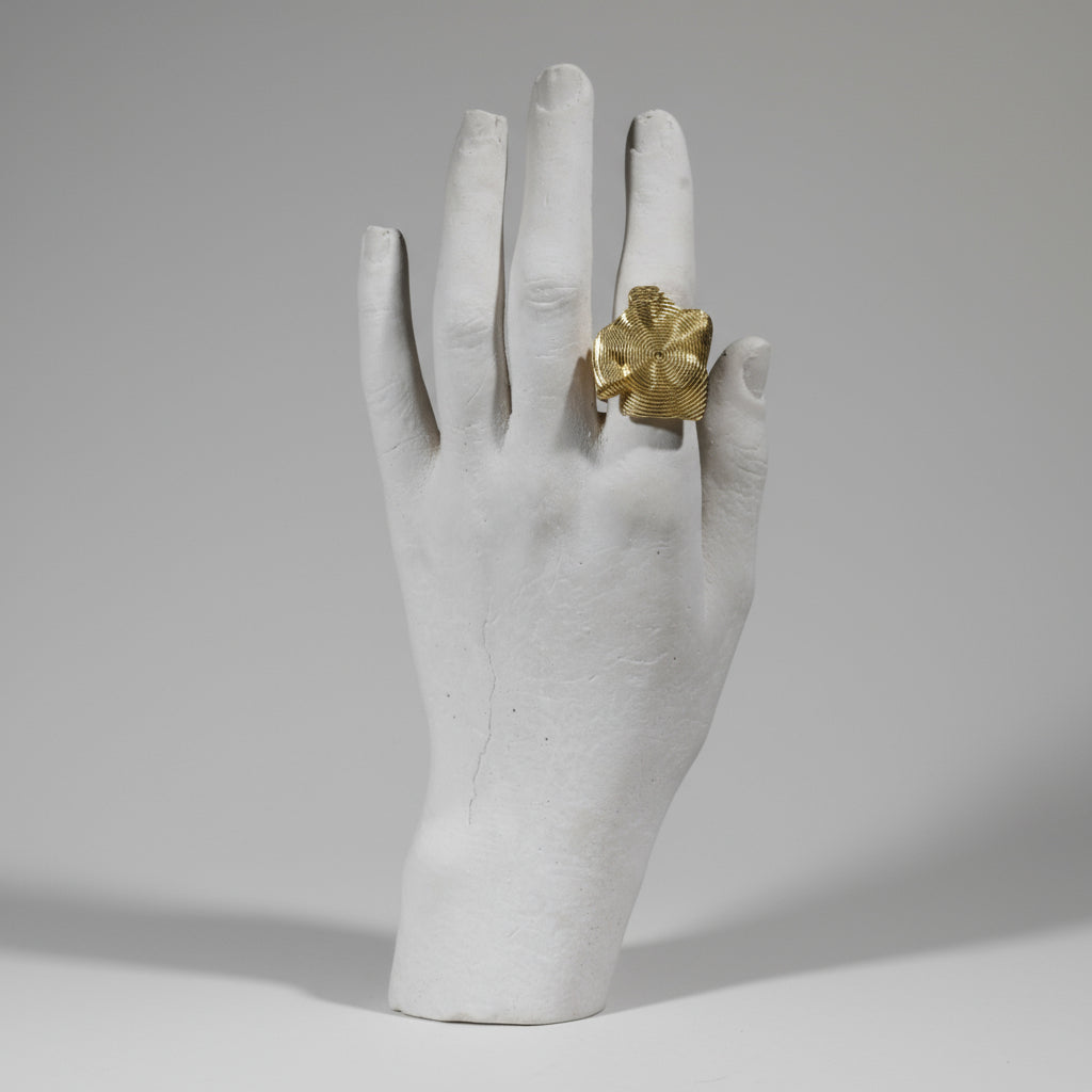“Vibration of Feelings”- Sculptural Gold-Plated Ring