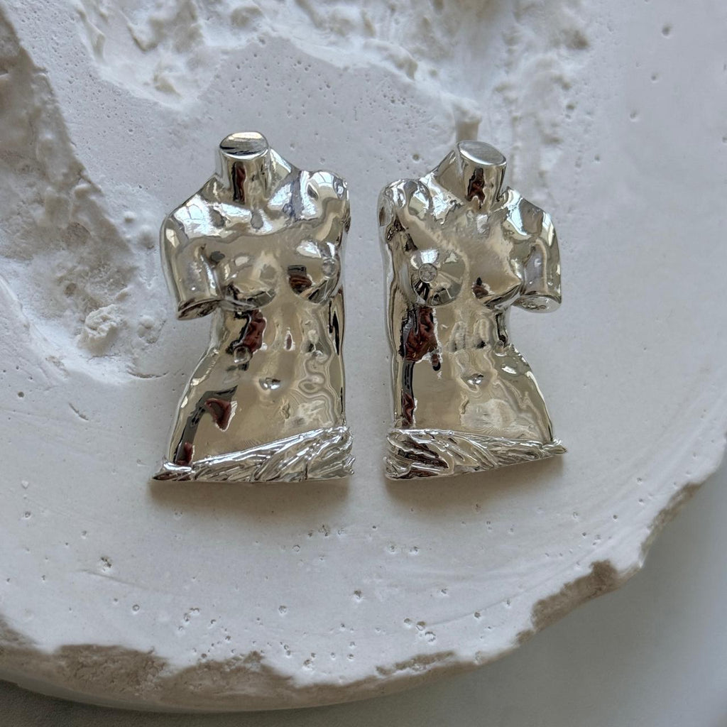 "Power of Detachment" - Sculptural Silver Earrings