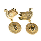 Pigeon sculptural silver earrings for women, unique handmade art jewelry, goddess  and mythology-fashion accessory, perfect gift for modern goddess. 