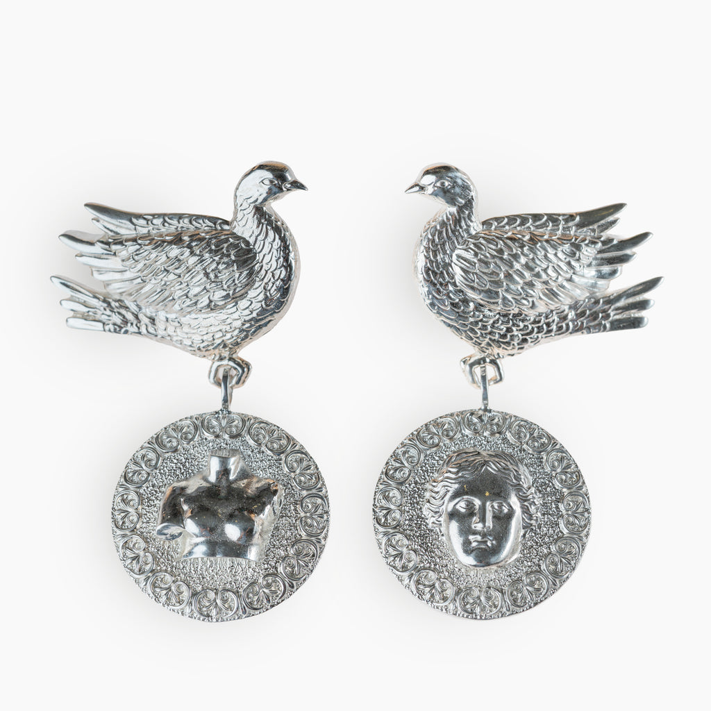 Unique handmade silver  sterling silver jewelry, mythology and art inspired earrings for women, sculptural art silver 925 jewelry and luxury fashion accessory.